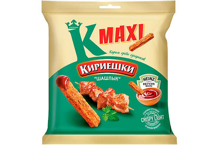 Кириешки Maxi, сухарики со вкусом Шашлык и с кетчупом Heinz, 75 г Россия