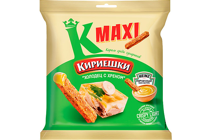 

Кириешки Maxi, сухарики со вкусом Холодец с хреном и с горчичным соусом Heinz, 75 г