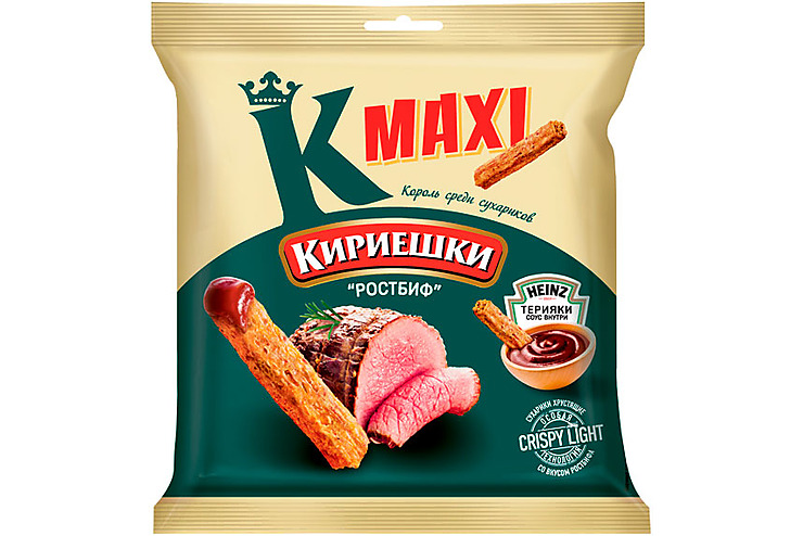 Кириешки Maxi, сухарики со вкусом Ростбиф и с соусом терияки Heinz, 75 г