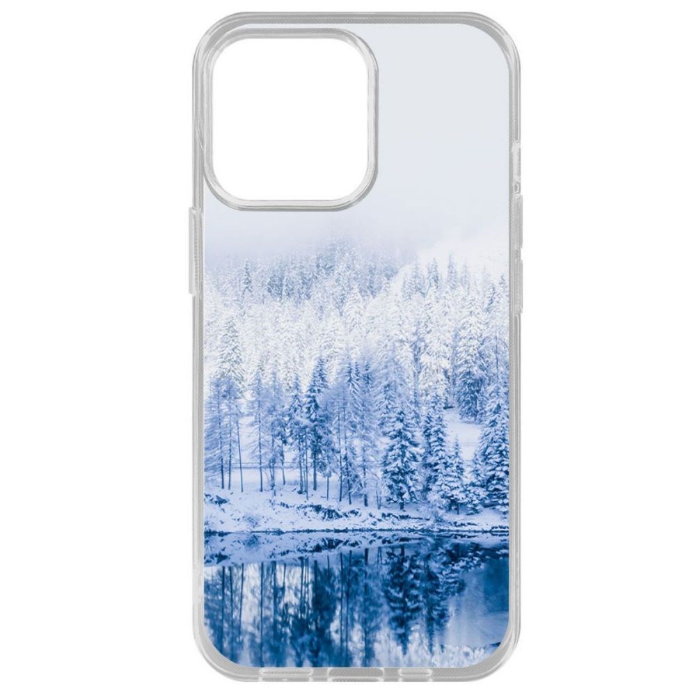 

Чехол-накладка Krutoff Clear Case Зимняя река для iPhone 14 Pro Max, Прозрачный