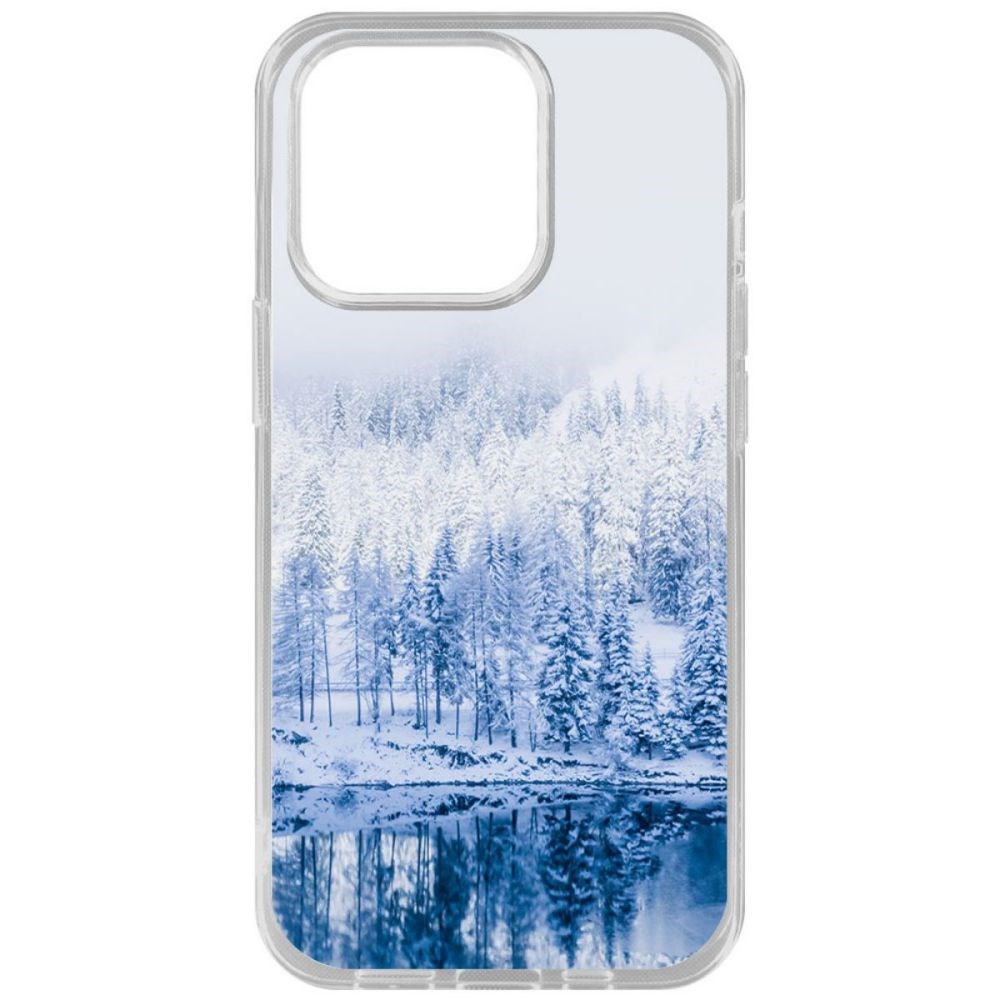 

Чехол-накладка Krutoff Clear Case Зимняя река для iPhone 14 Pro, Прозрачный
