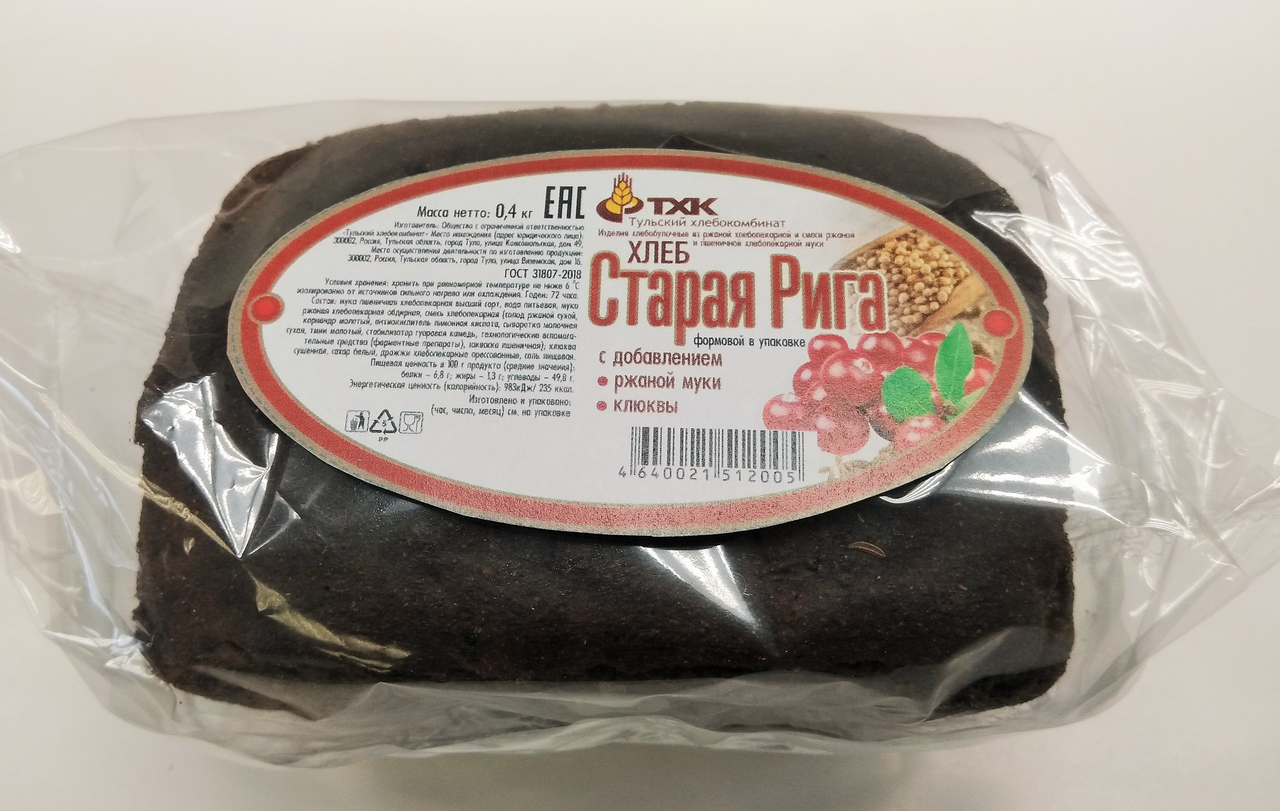 

Хлеб черный ТХК Старая Рига 400 г, Старая Рига