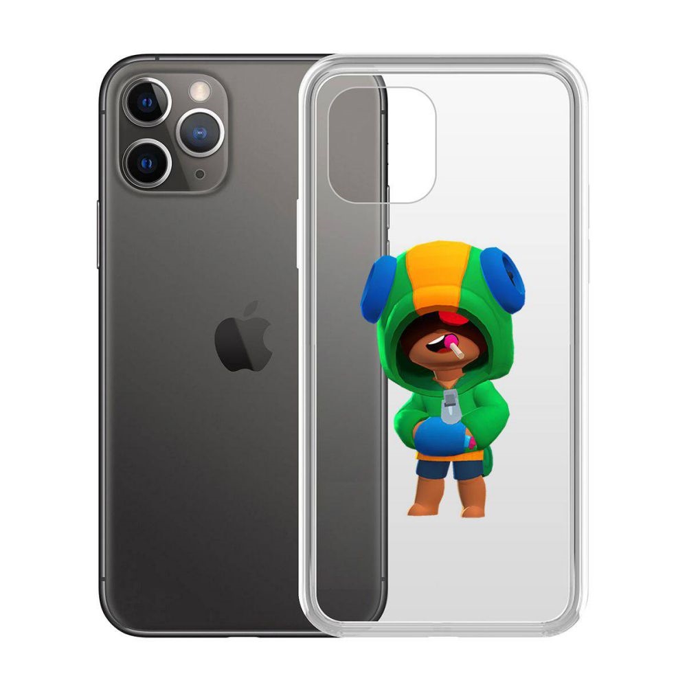 

Чехол-накладка Krutoff Clear Case Brawl Stars-Леон для iPhone 11 Pro, Прозрачный