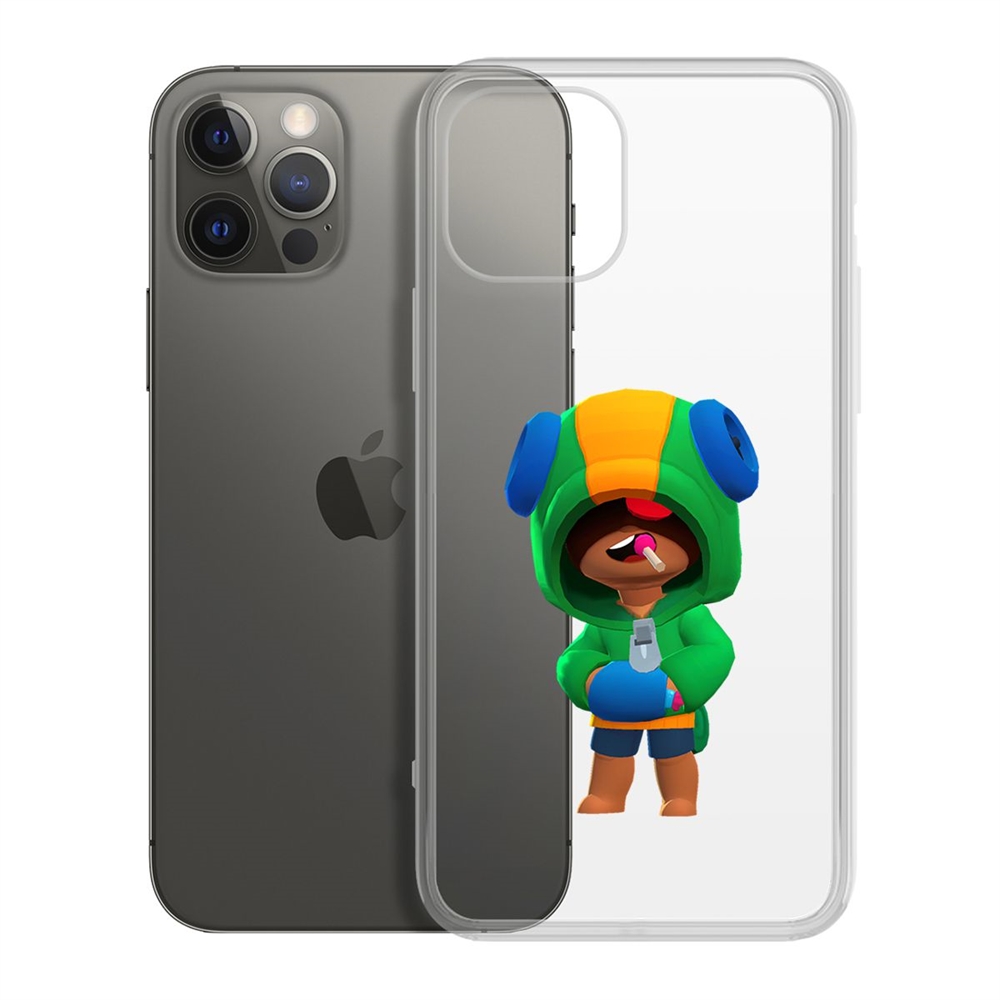 

Чехол-накладка Krutoff Clear Case Brawl Stars-Леон для iPhone 12/12 Pro, Прозрачный