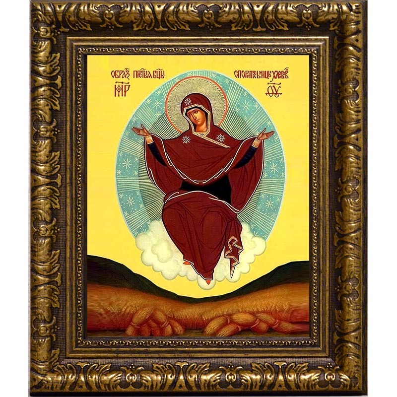 

Спорительница хлебов. Икона Божьей Матери на холсте.