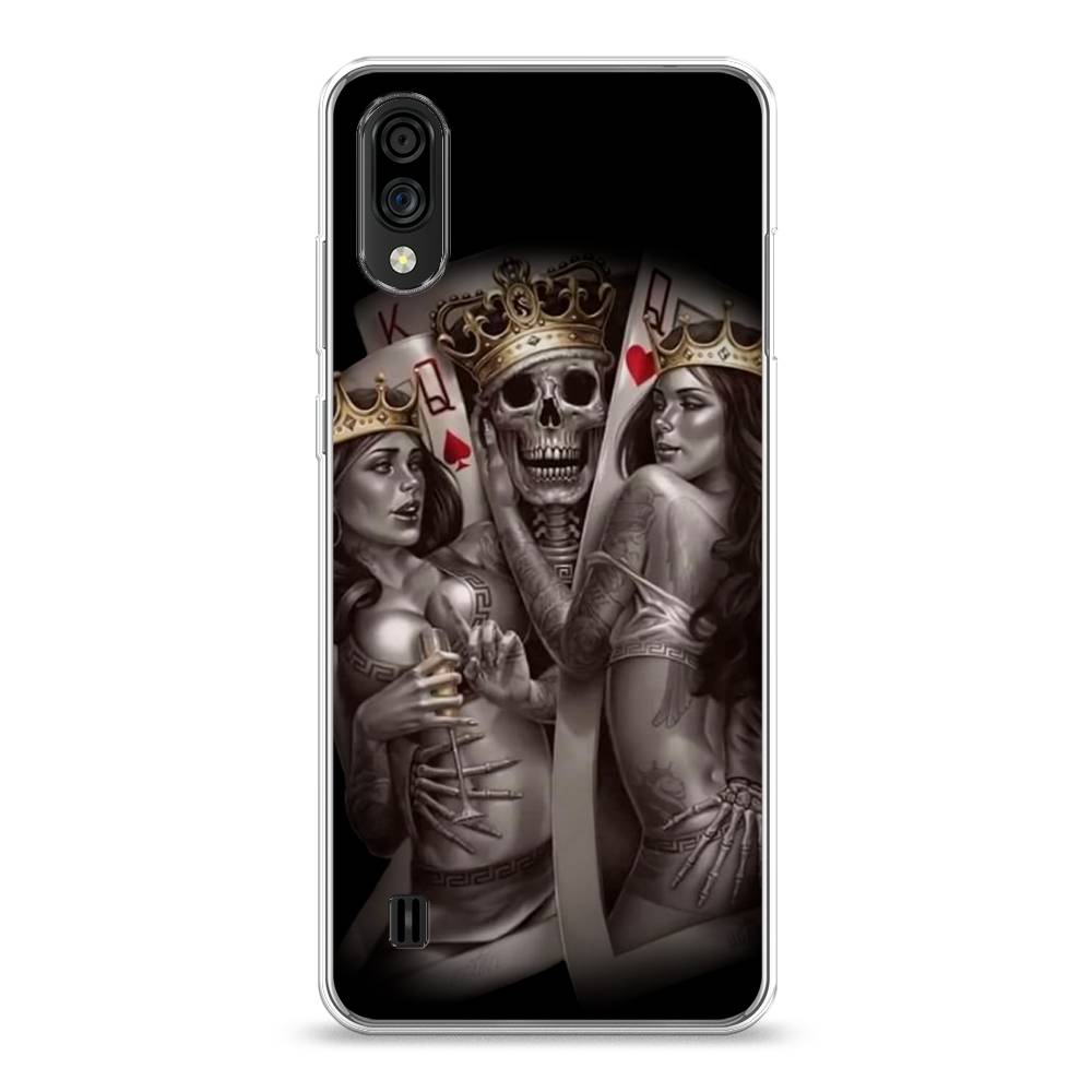 

Чехол на ZTE Blade A51 lite "Карты король и королевы", Серый;желтый, 134850-6