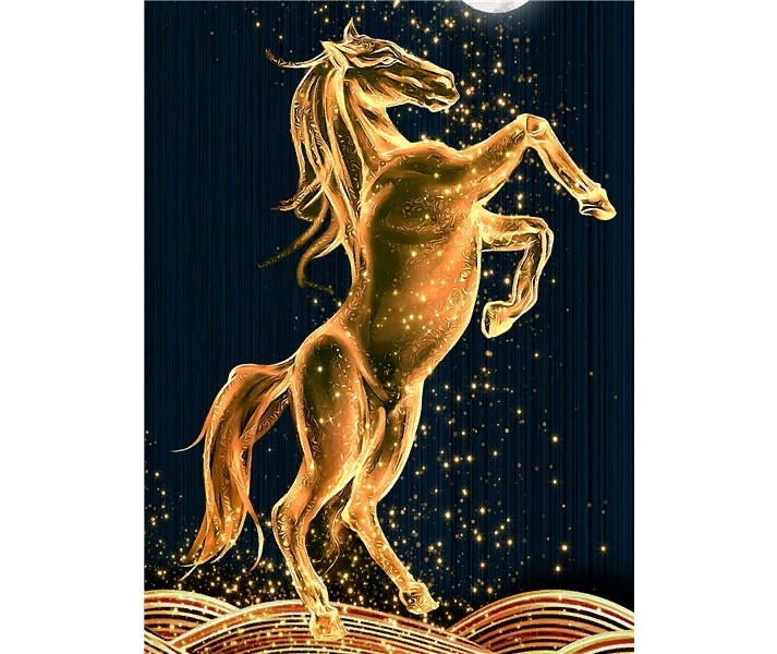 

Алмазная мозаика картина стразами Золотой конь, 50х65 см, 00115276