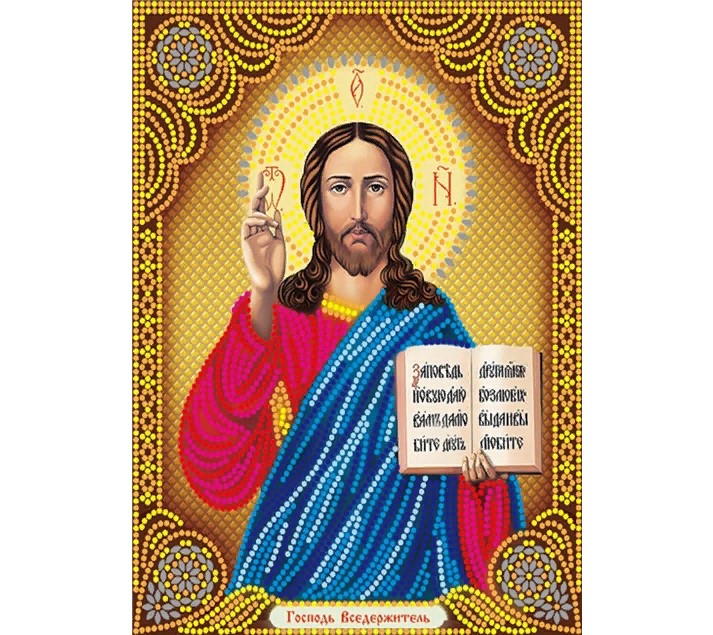 фото Алмазная мозаика картина стразами икона христа спасителя, 40х50 см nobrand