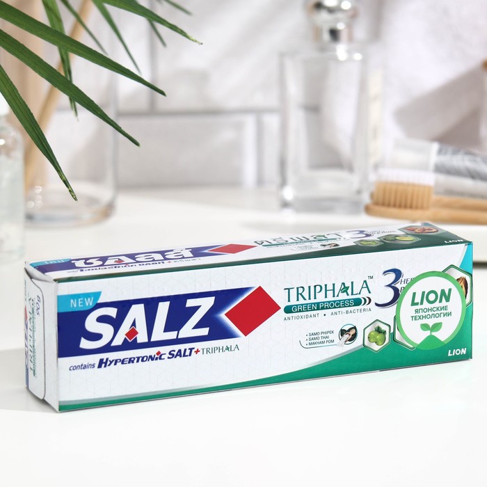 Зубная паста LION Thailand Salz Herbal с гипертонической солью и трифалой, 90 г зубная паста pepsodent action 123 herbal на травах 120 г