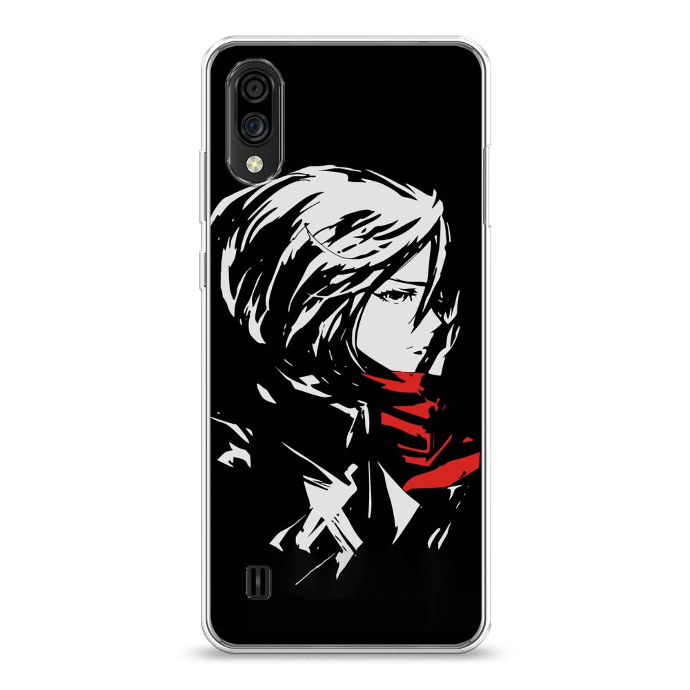 

Чехол на ZTE Blade A51 lite "Микаса минимализм", Черный;серый;красный, 134850-4