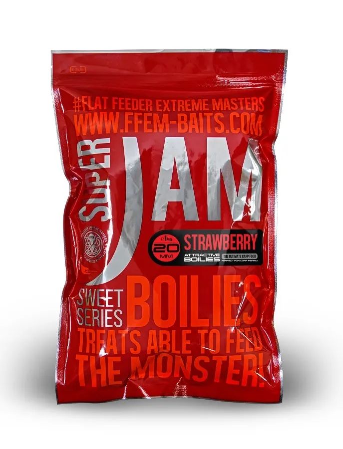 Бойлы варёные FEEM Baits SUPER JAM STRAWBERRY КЛУБНИКА 20 мм 1 кг