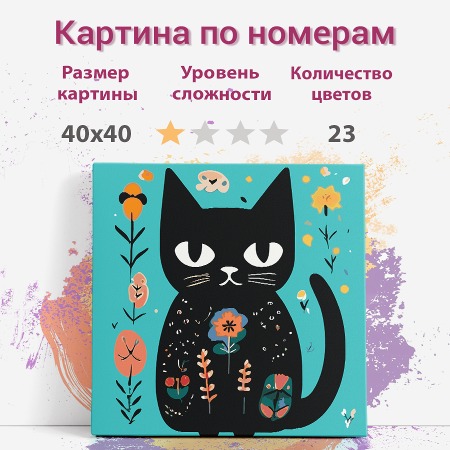 

Картина по номерам Раскрасим сами Кот иллюстратор на подрамнике 40х40 см, Кот иллюстратор
