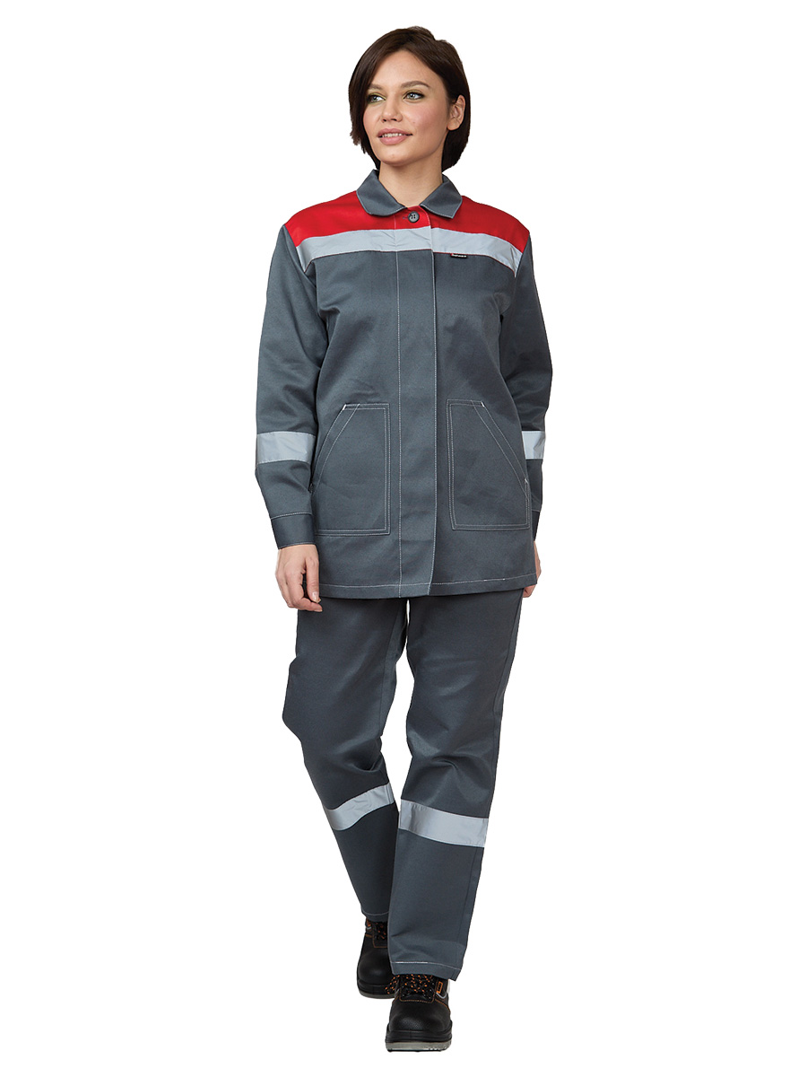 

Костюм рабочий женский Прабо Кос191 серый, красный 104-108/170-176, Кос191