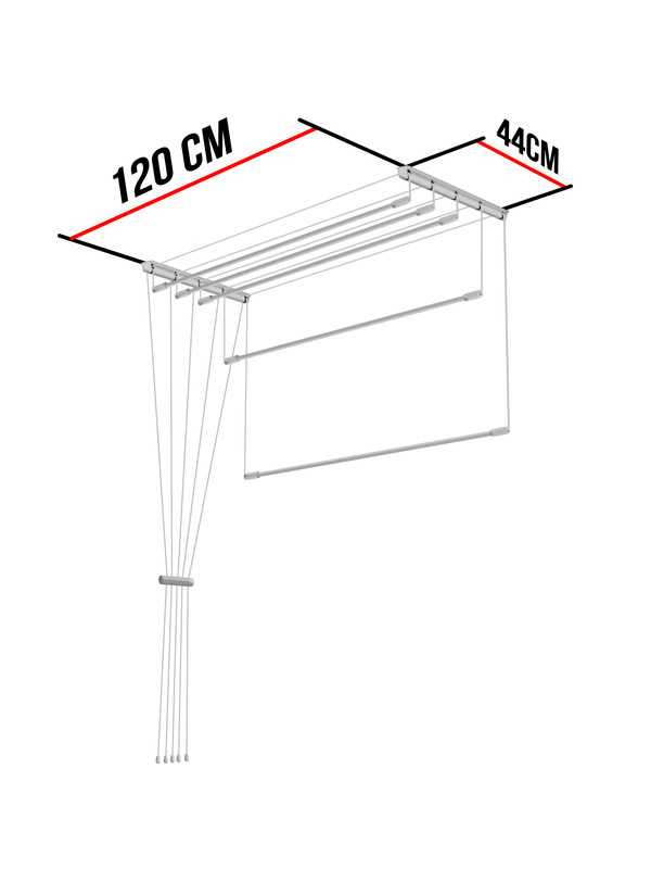 фото Сушилка для белья настенно-потолочная "лиана", 5 прутьев, длина 1,2 м мастерпласт