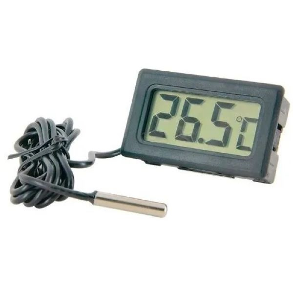 Термометр электронный, выносной датчик, кабель 1м, -50 +110С, 48,1х28,8 мм черный