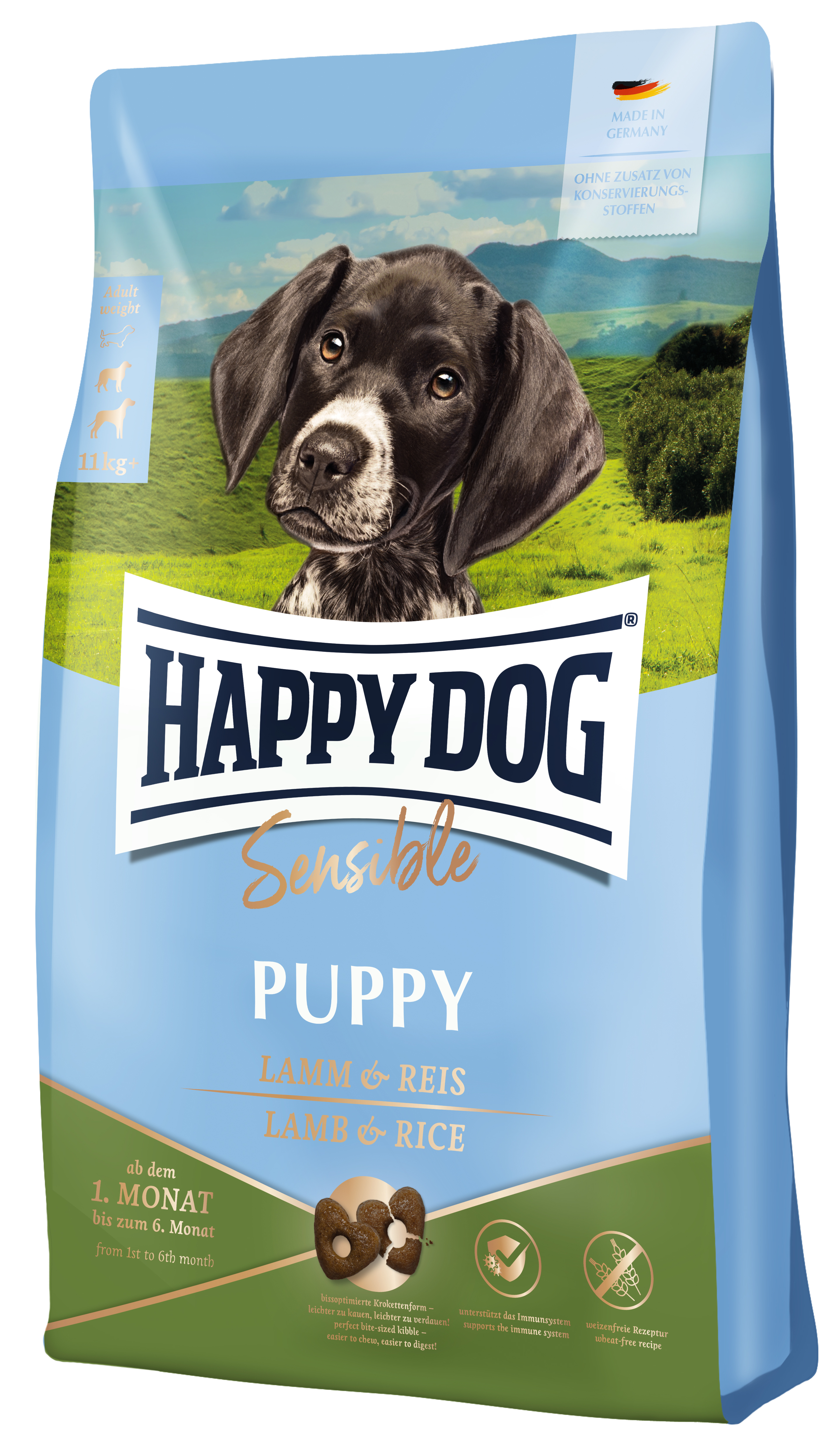 

Сухой корм для щенков от 1 до 6 месяцев Happy Dog Ягненок и Рис 4 кг