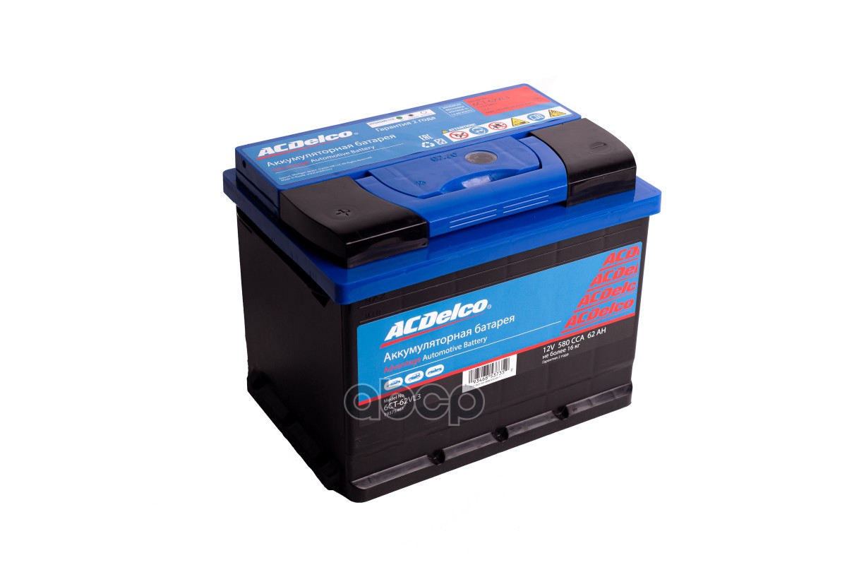 

Аккумулятор Acdelco 62 А/Ч Прямая L+ 242x175x175 En580 А ACDelco 19375461