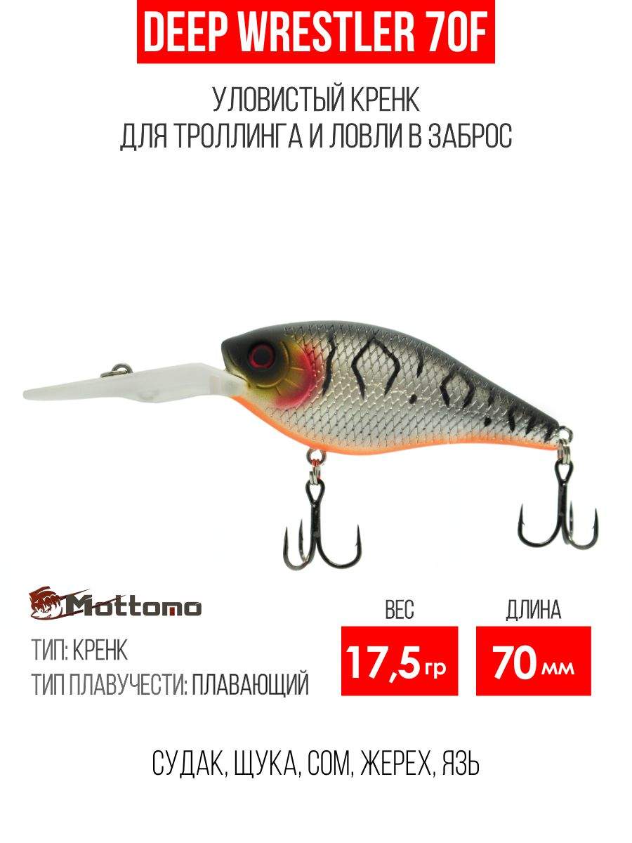 

Воблер Mottomo Deep Wrestler 70F 17,5g Silver Tiger, Разноцветный, Deep Wrestler