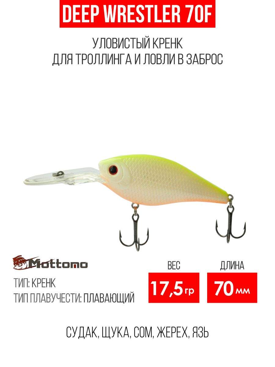 

Воблер Mottomo Deep Wrestler 70F 17,5g Chart Back, Разноцветный, Deep Wrestler