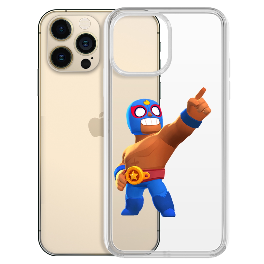 

Чехол-накладка Krutoff Clear Case Brawl Stars-Эль Примо для iPhone 13 Pro Max, Прозрачный