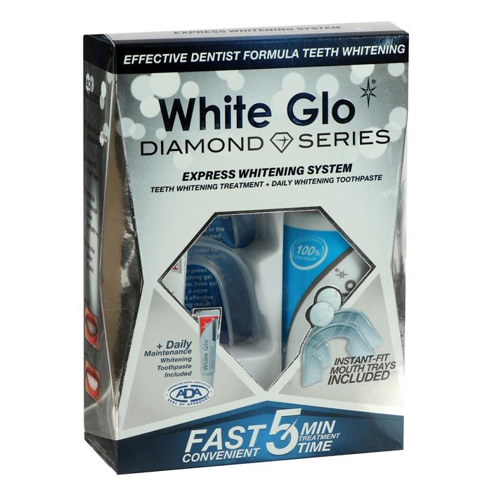 Система экспресс-отбеливания White Glo: гель, 100 мл + зубная паста, 24 г + накладки для з