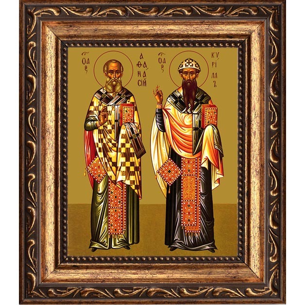 

Афанасий и Кирилл Александрийские. Икона на холсте.