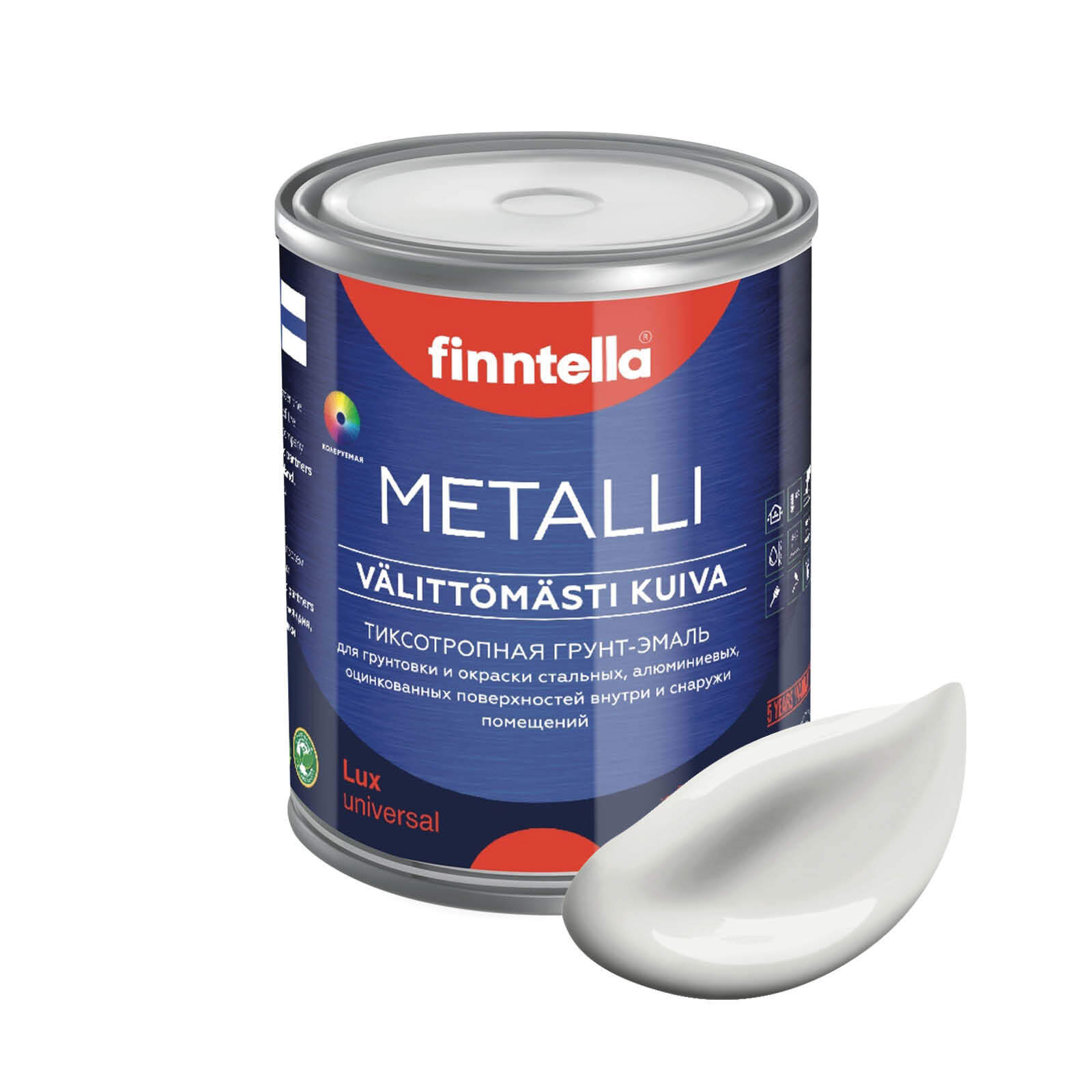 

Грунт-эмаль для металла METALLI 3 в 1, Тёмно-белый, цвет PILVI , 1л, Быстросохнущая краска по металлу METALLI. Грунт эмаль 3 в 1 по железу и по оцинковке для наружных и внутренних работ. Антикоррозийная защита металла. Грунт краска по ржавчине.