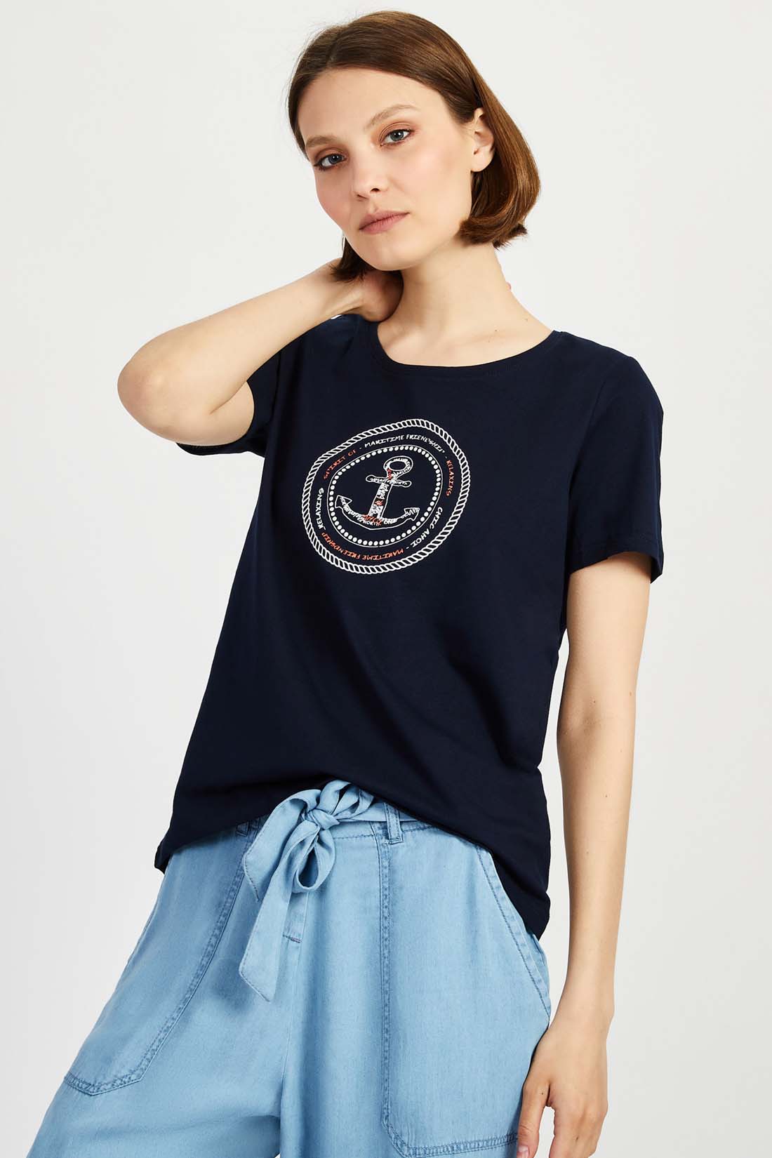 

Футболка женская Baon B2322051 синяя 2XL, B2322051