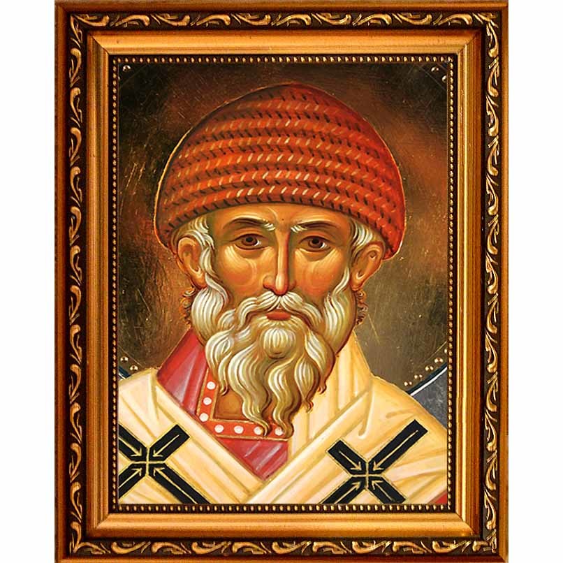 

Икона Святителя Спиридона Тримифунтского на холсте.