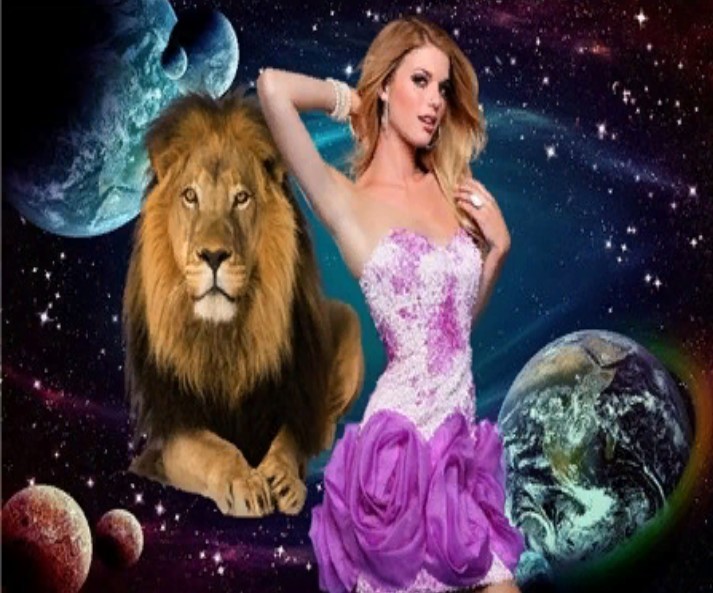 фото Алмазная мозаика картина стразами лев и девушка, 50х65 см nobrand