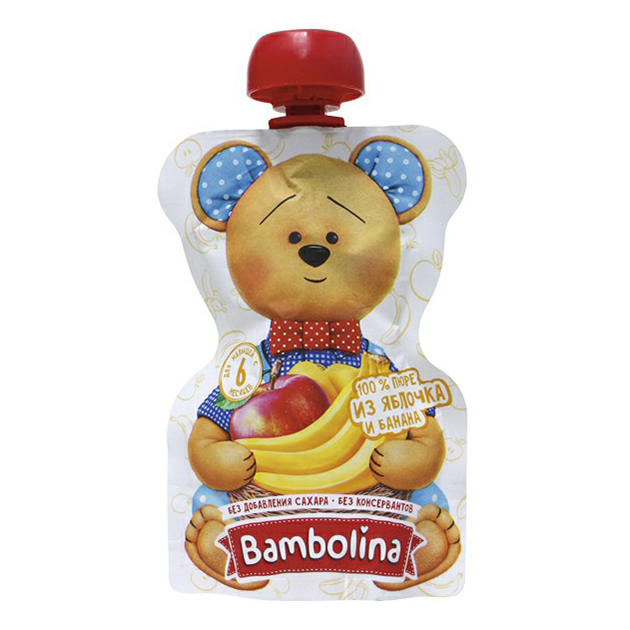 

Детское питание Bambolina пюре яблочно-банановое с 6 месяцев 90 г