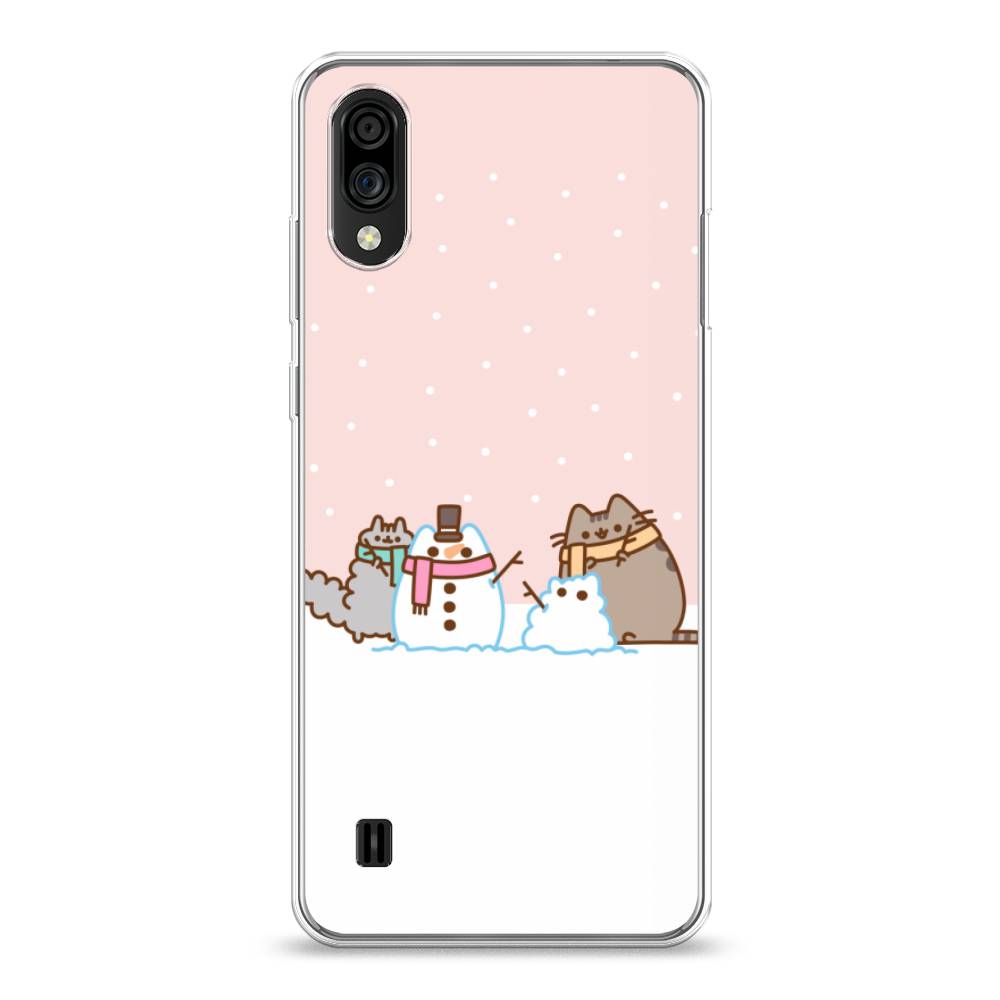 

Чехол на ZTE Blade A51 lite "Котики в снегу", Розовый;белый;серый, 134850-5