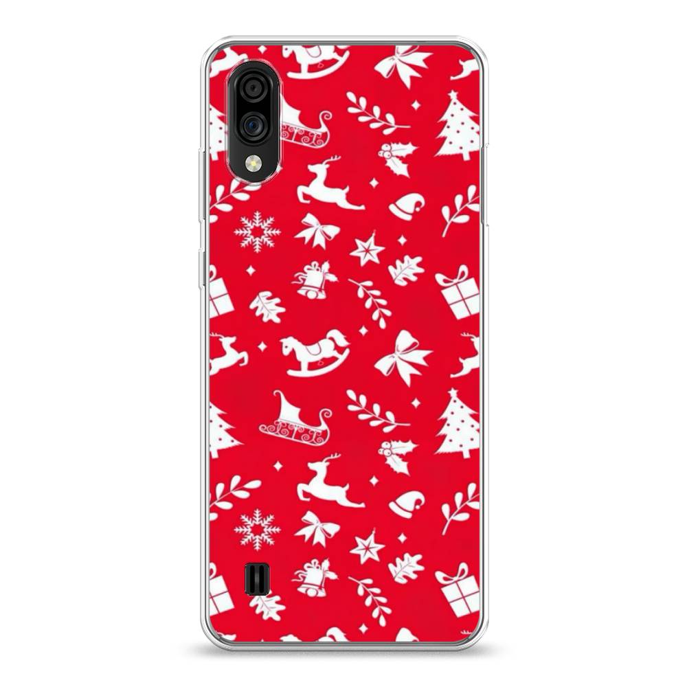 

Чехол на ZTE Blade A51 lite "Красный новогодний фон", Красный;белый, 134850-5