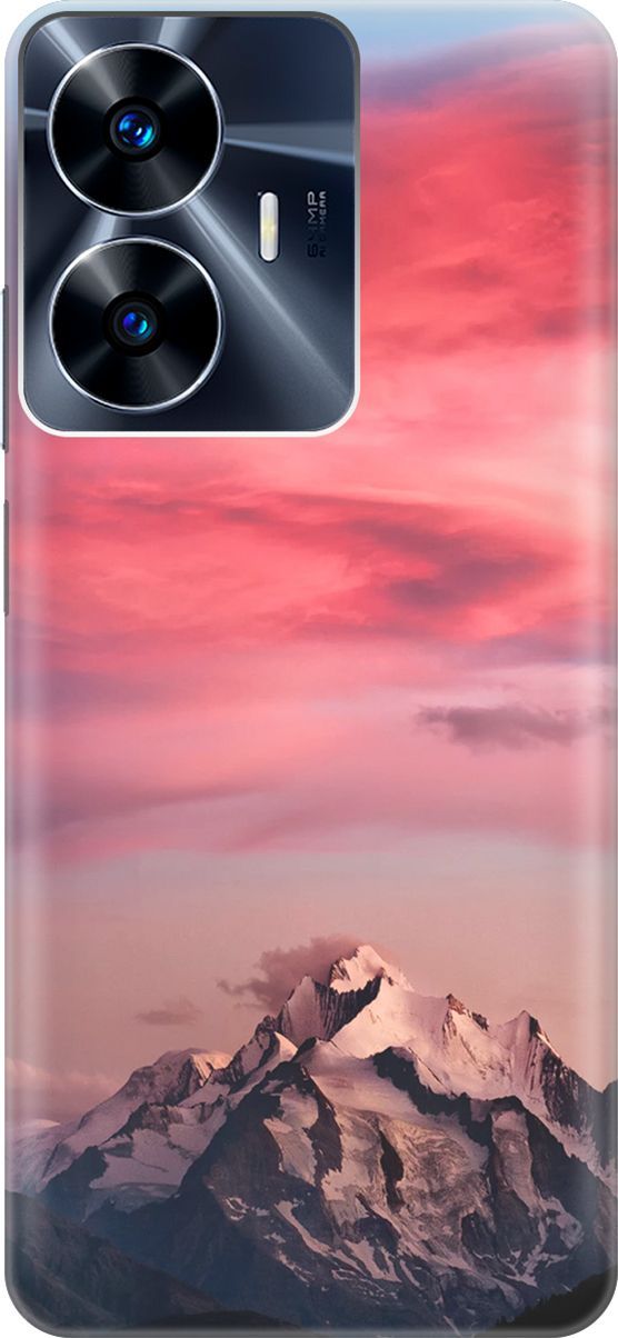 

Силиконовый чехол на Realme C55 с принтом "Горы и небо", Коричневый;розовый, 159493
