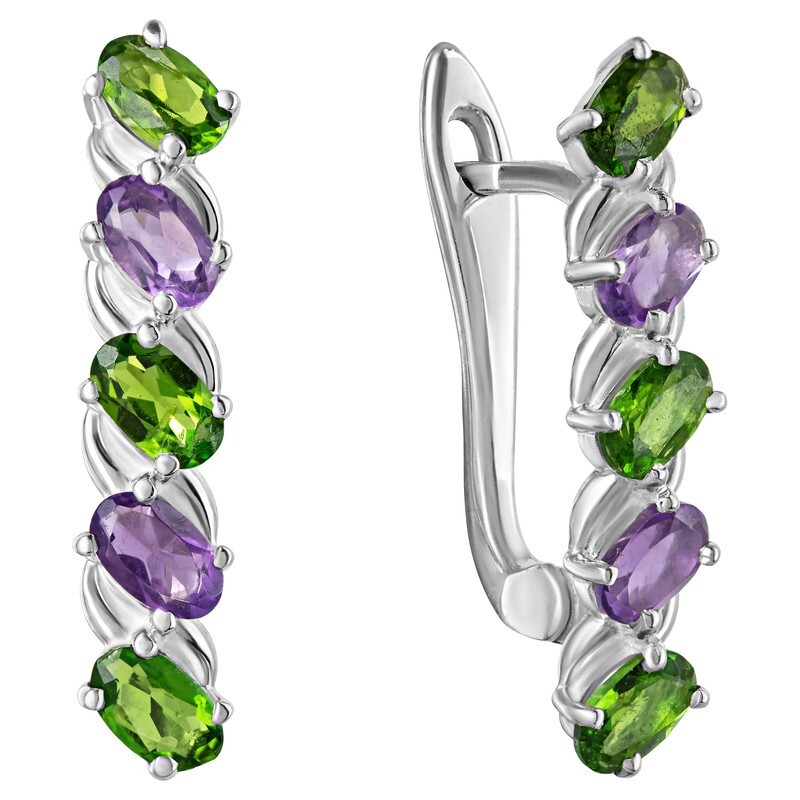 

Серьги из серебра с аметистом, допсидомом LAZURIT-ONLINE 8021PD, 8021PD