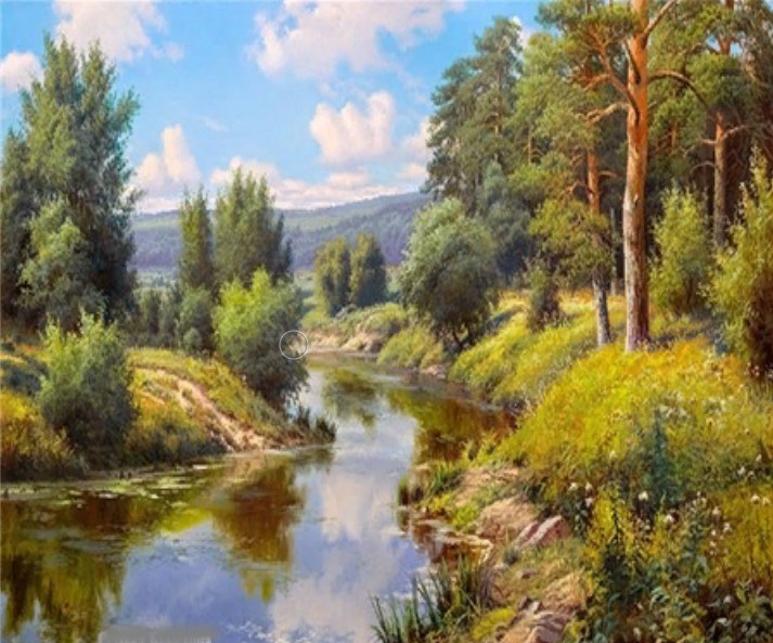 

Алмазная мозаика картина стразами Лесная речка, 30х40 см, 00114584