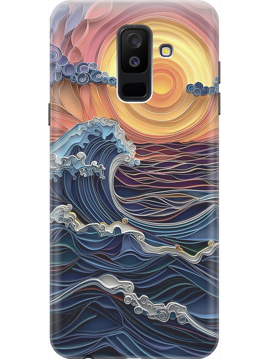 

Силиконовый чехол на Samsung Galaxy A6+ (2018) с принтом "Волны на закате", Прозрачный;оранжевый;синий, 717872110
