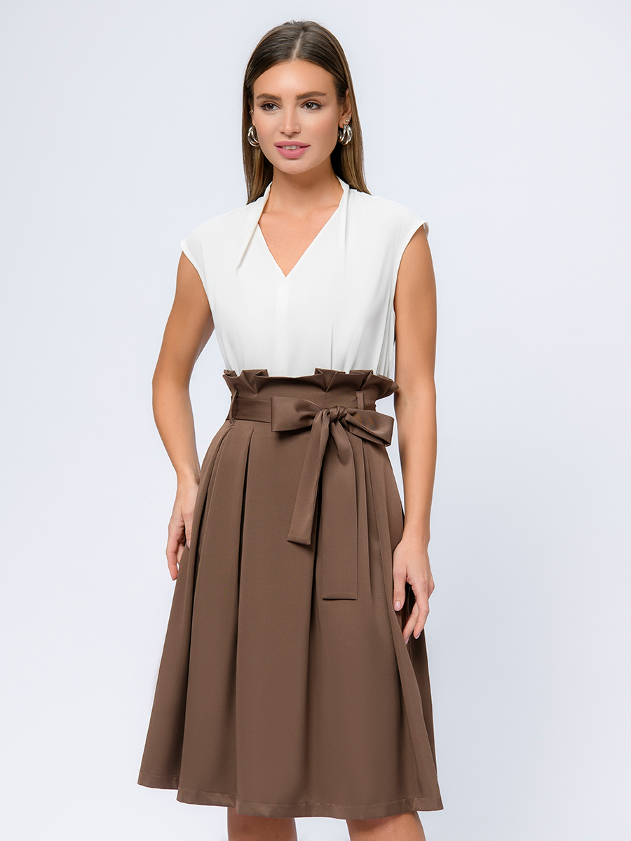 

Юбка женская 1001dress 0102766CF коричневая 48, Коричневый, 0102766CF