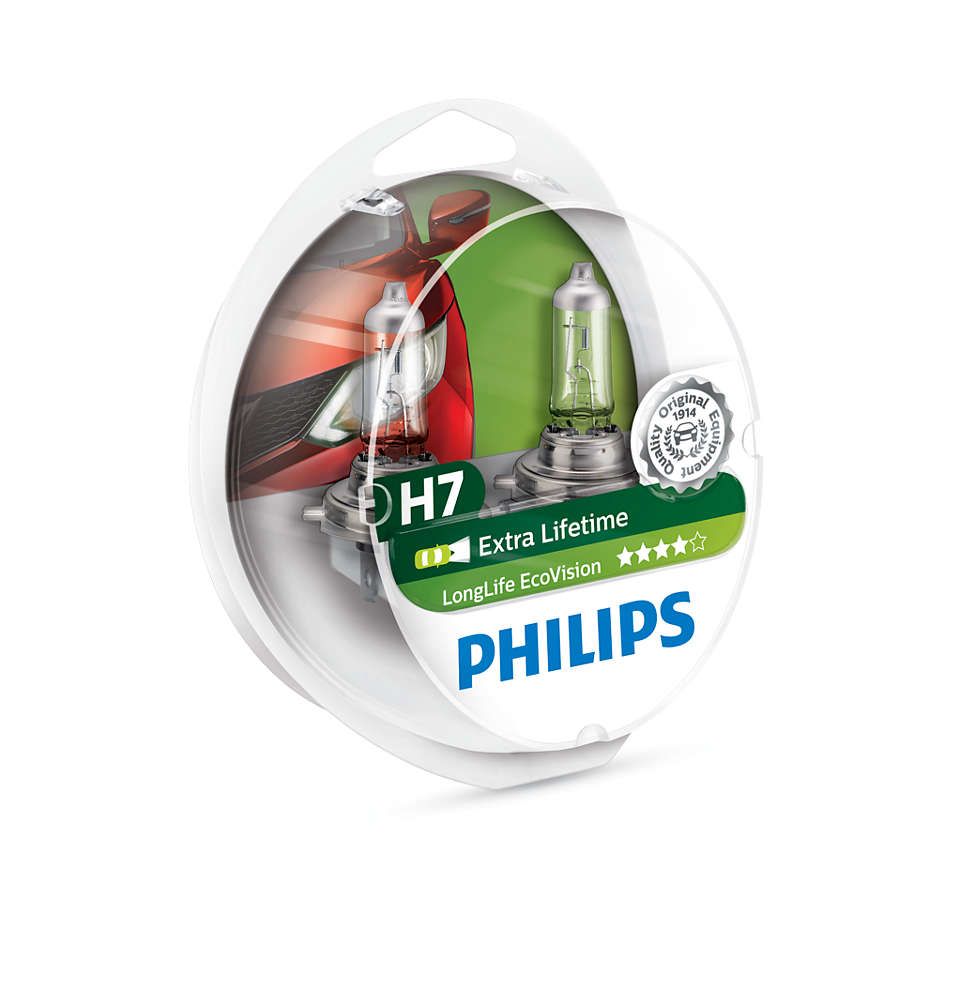 фото Галогенная лампа philips h7 (55w 12v) longlife ecovision 2шт 12972llecos2