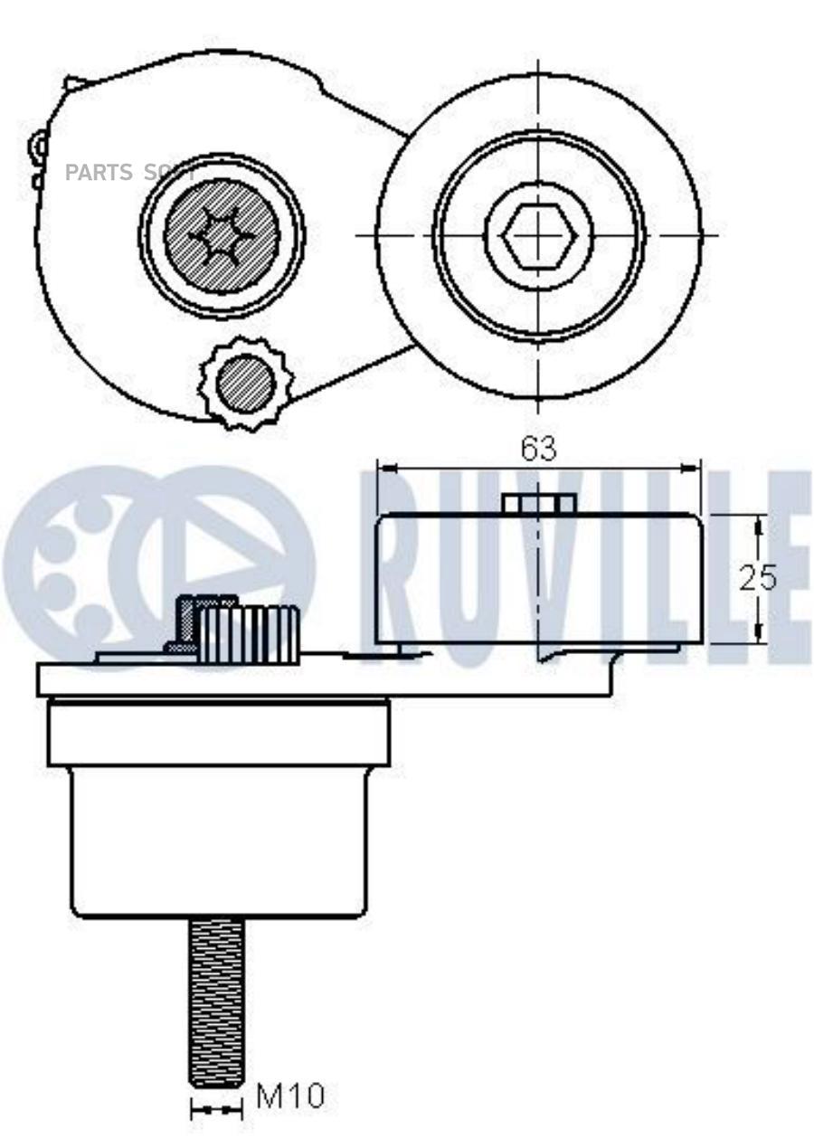 

Натяжитель Руч.ремня С Роликом Chevrolet Aveo 1.4L 08=> Ruville арт. 542246