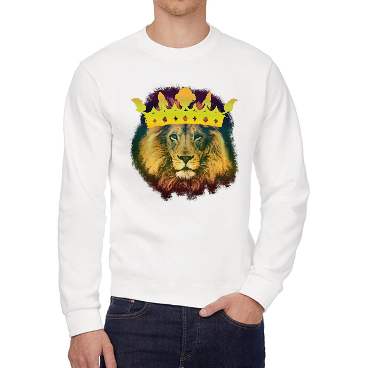 

Свитшот женский CoolPodarok Лев нарисованная корона белый 48 RU, 8W015838