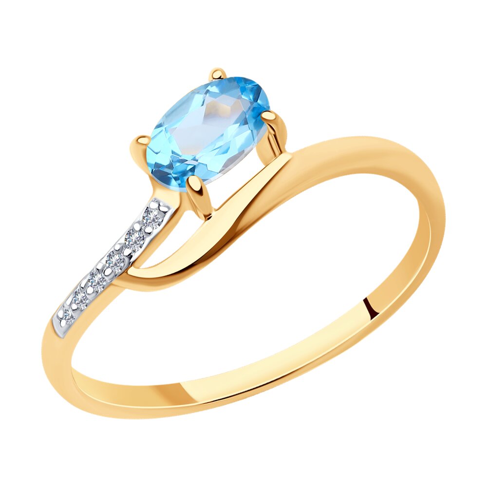 

Кольцо из красного золота с топазом р. 17 Diamant 51-310-01494-1, 51-310-01494-1