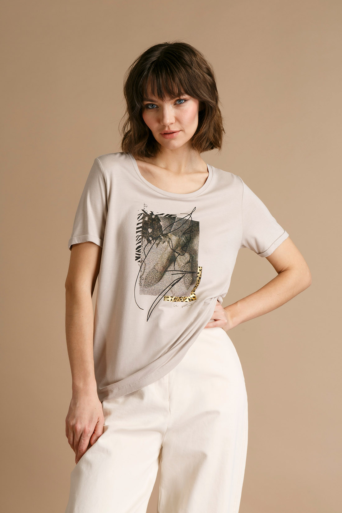 

Футболка женская Baon B2322093 бежевая 2XL, Бежевый, B2322093
