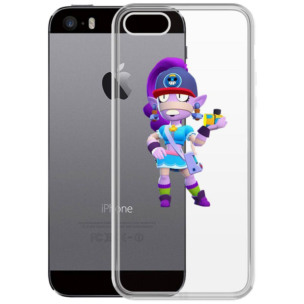 

Чехол-накладка Krutoff Clear Case Brawl Stars-Суперфанатка Эмз для iPhone 5/5s, Прозрачный