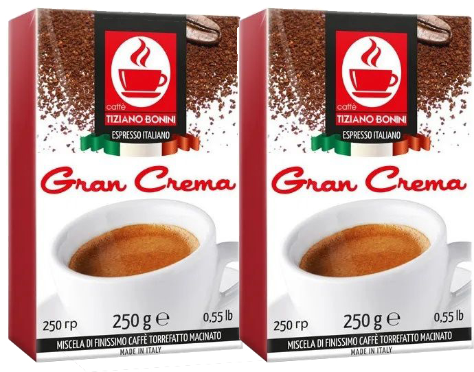 

Кофе молотый Caffe Tiziano Bonini Gran Crema итальянский, 2 шт по 250 г