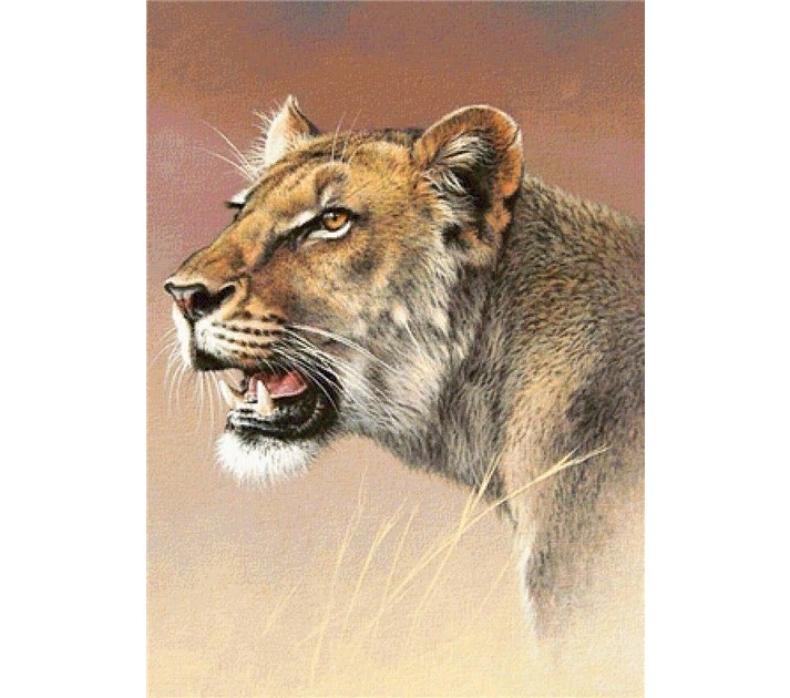 

Алмазная мозаика картина стразами Львица, 50х65 см, 00115381