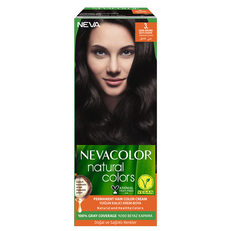 Крем-краска для волос Neva Natural Colors Стойкая 3 Тёмный шатен matrix 3n краситель для волос тон в тон темный шатен socolor sync 90 мл