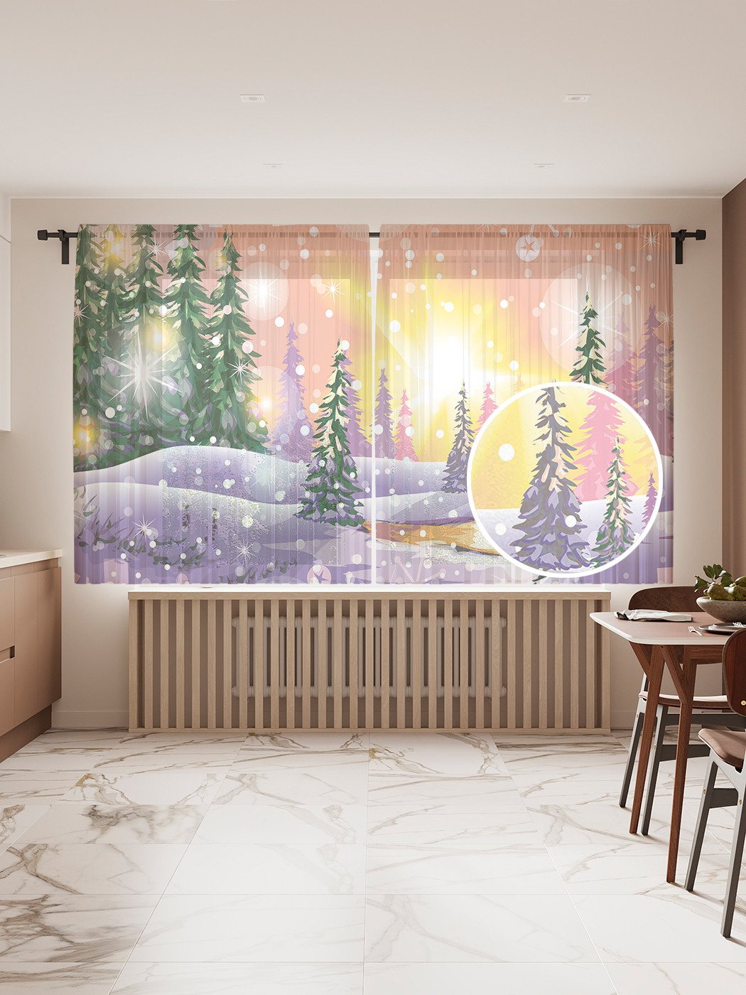 

Фототюль JoyArty "Зимние сказки", 145x180 см (2 полотна со шторной лентой + 50 крючков), Зимние сказки