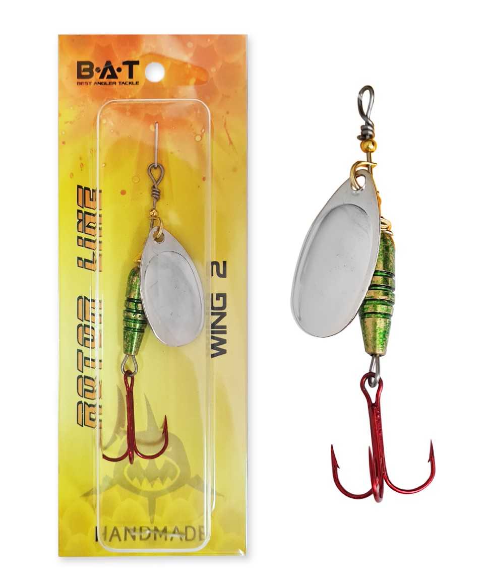

Блесна вертушка BAT HM WING 2 Size:56mm 8.9g VR001, Серебристый;черный, HM