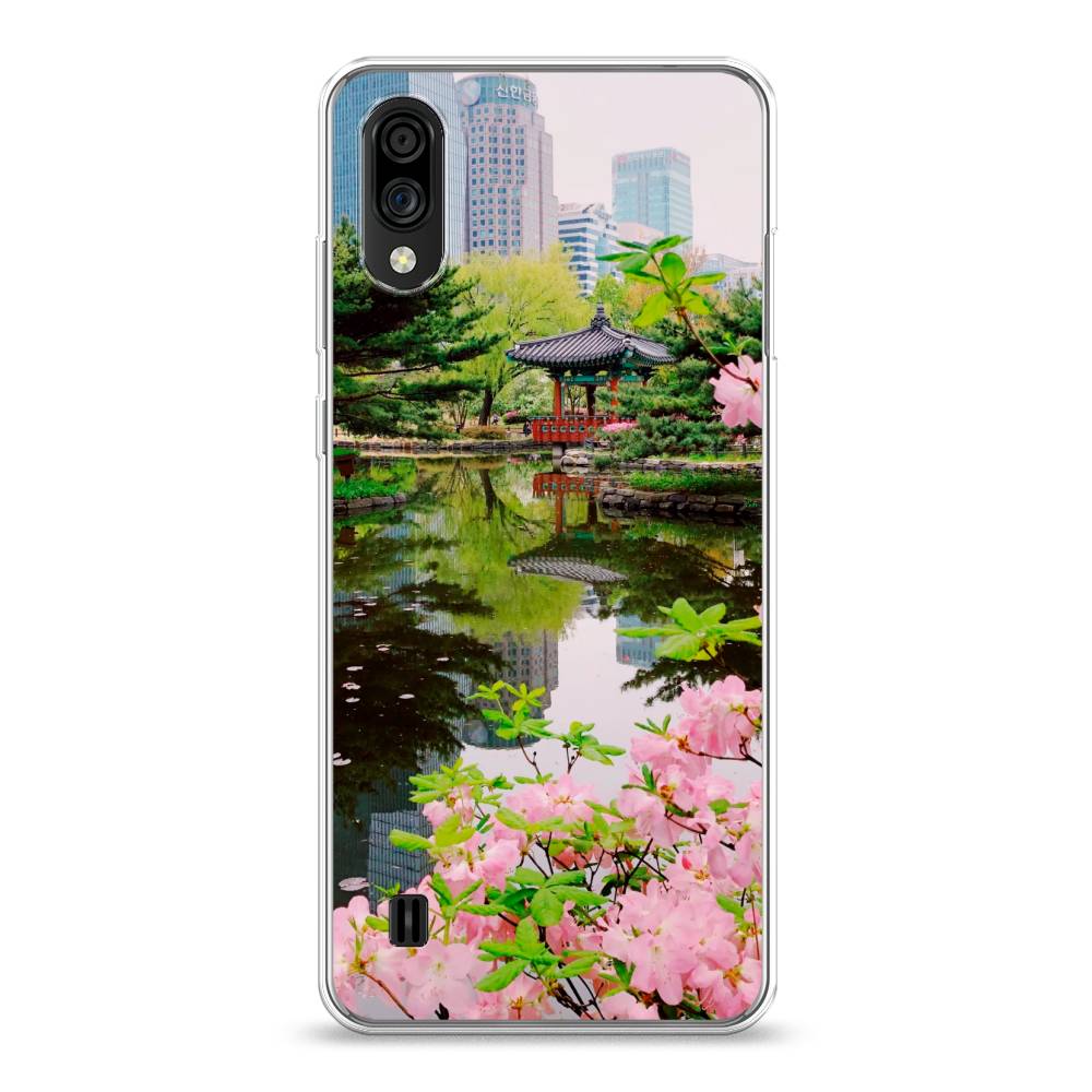 

Чехол на ZTE Blade A51 lite "Сакура возле озера", Зеленый;розовый;голубой, 134950-2